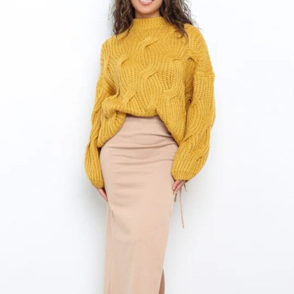 #25 BRAND NEW WITH TAGS PETAL & PUP VITERBO KNIT SWEATER IN MUSTARD - Picture 2 of 7